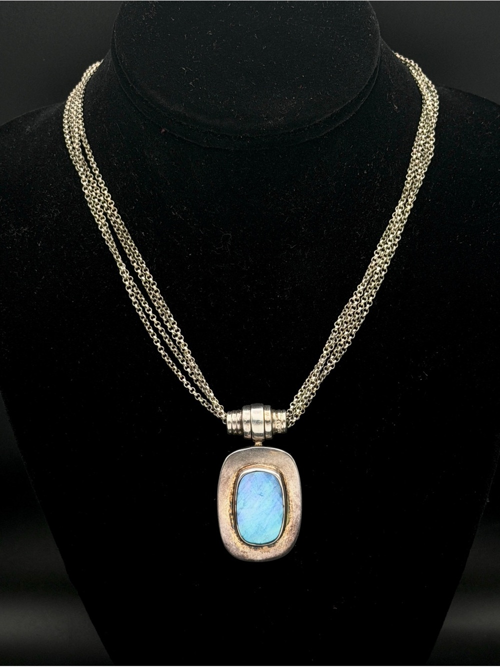 Joseph Esposito - Vintage Multi Chain Abalone Shell Snap On Pendant Sterling